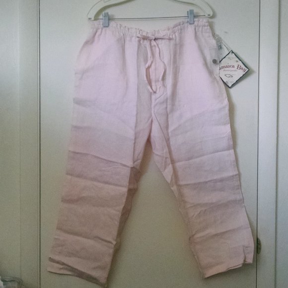 Vintage 100% Linen Comfy Capri Cropped Pants